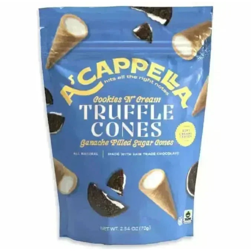 A’cappella Cookies & Cream Truffle Cones: 6-Pack