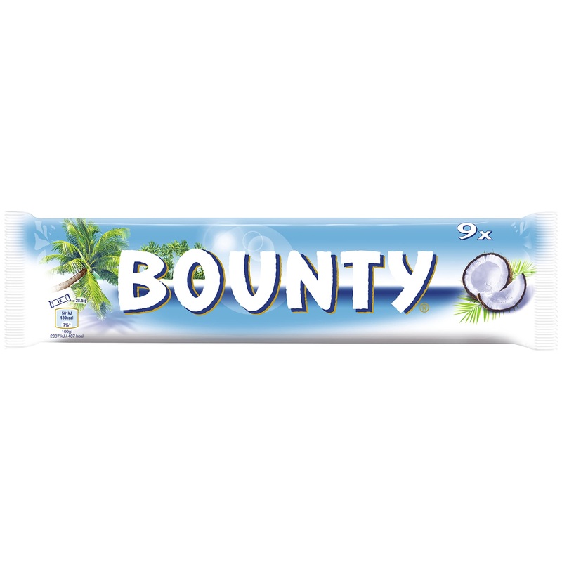 Bounty Chocolate Bars Coconut and Chocolate Flavor 9 Bars in a Pack (9 x 28.5g) 1 Ounce (Pack of 1)