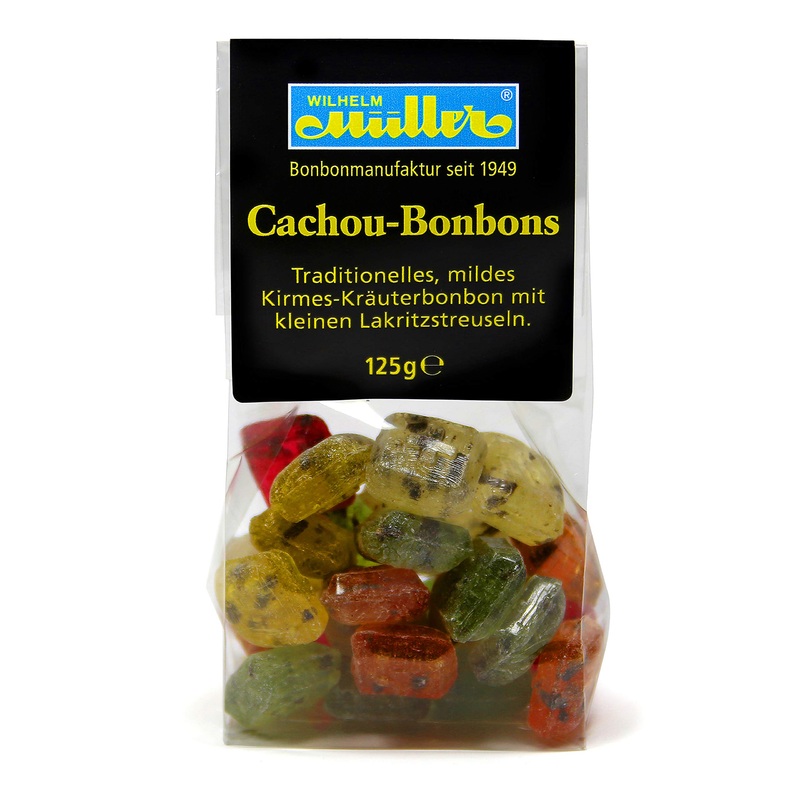 Cachou Bonbons – Traditional mild fair candy with small liquorice strips (15 bags – 15% discount) Cachou 125 g (pack of 15)