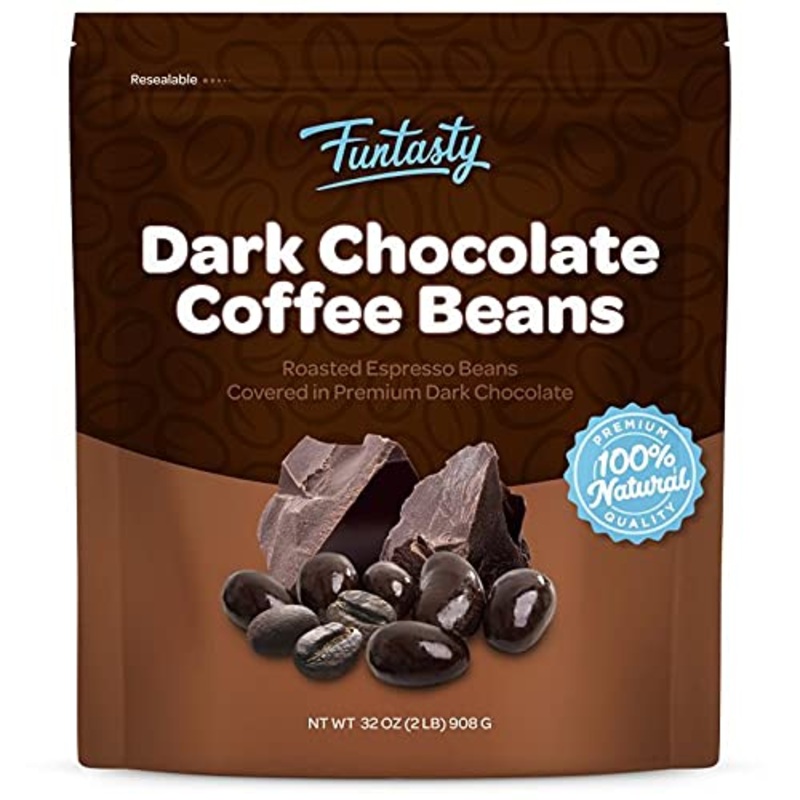 Funtasty Dark Chocolate Covered Roasted Espresso Beans, 2 Pound Pack