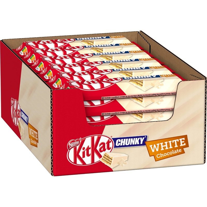 Kitkat nestl kitkat chunky white chocolate bar crispy bar with white chocolate & crispy waffle 24-pack (24 x 40g) white chocolate 40 g (24 Pack)