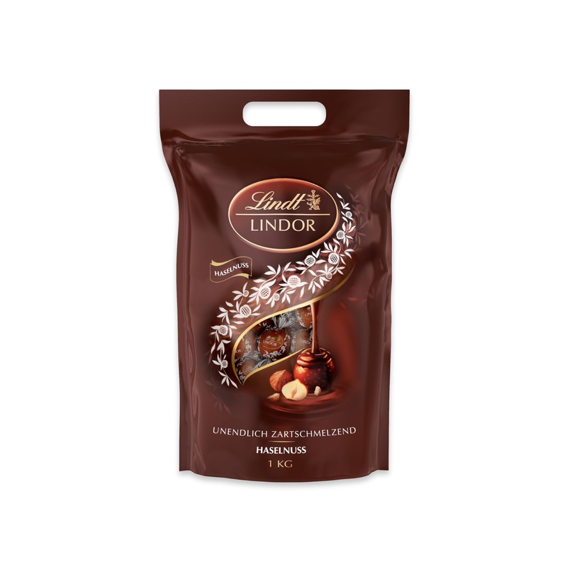 Lindt Lindor hazelnut-milk chocolate ball bag 1 kg bag reinforced approx. 80 balls large packing chocolate gift chocolate gift hazelnut 1 kg