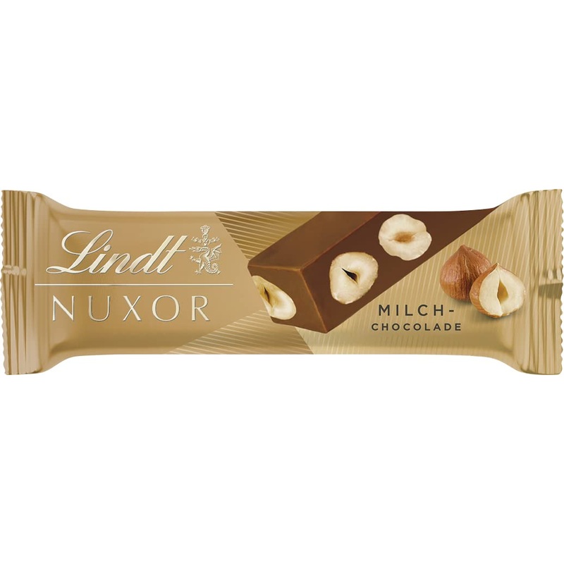 Lindt nuxor chocolate bar milk |33g bar |Fully milk chocolate with whole roasted hazelnuts |Chocolate gift milk 33 g