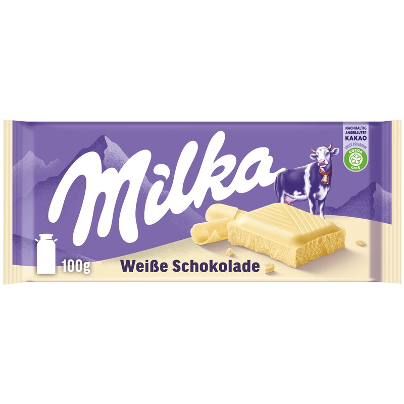 Milka White Chocolate 1 x 100g I white Alpine milk chocolate I Milka chocolate made from 100% Alpine milk I chocolate bar