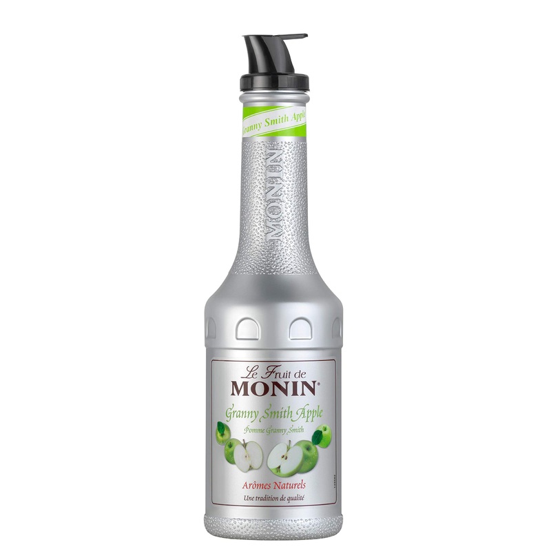 MONIN Granny Smith Apple Fruit Mix Puree 1L for Cocktails Smoothies and Frappes. Vegan-Friendly Allergen-Free 100% Natural Flavours. 2-in-1 Apple Puree and Sugar Syrup Hybrid