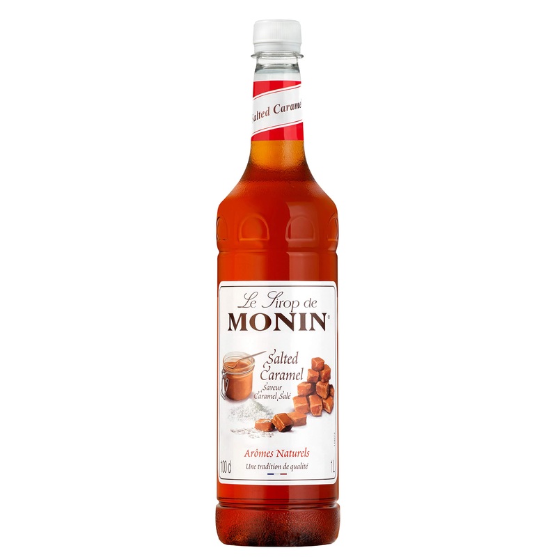MONIN Premium Salted Caramel Syrup 1L for Coffee and Cocktails. Vegan-Friendly Allergen-Free 100% Natural Flavours and Colourings. Salted Caramel Coffee Syrup Salted Caramel 1 l (Pack of 1)