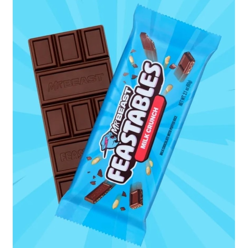 MrBEAST Feastables MIlk chocolate crunch bars pack of 10 bars 600g