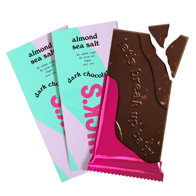 Nicks Daring bitter chocolate with almond and sea salt without added sugar gluten-free low carb without palm oil vegan keto dark chocolate plates (3x75g) Darning bitter almond salt 3 pieces (1 Pack)