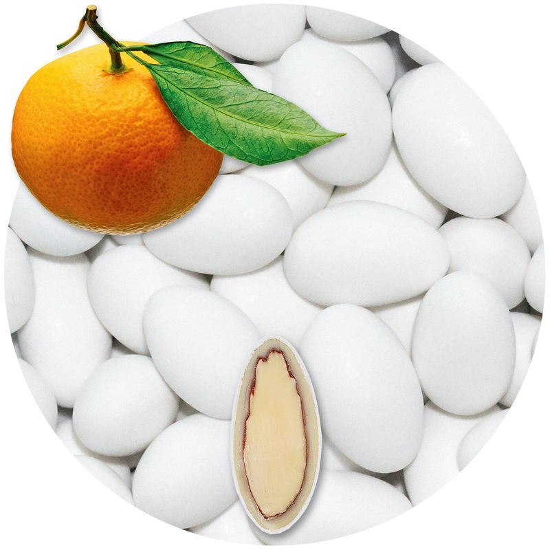 One on 0.5kg chocolate pounds orange white matt wedding almonds | Guests gifts wedding baptism communion confirmation |Almonds made of chocolate and sugar speak chocolate sugar almonds |Bathroom Sekeri Orange-Weiss