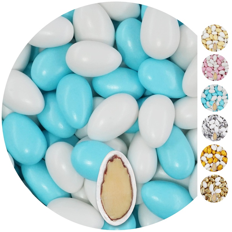 One-on 1kg wedding almond Conchiglia Mix white-hellblau pearl almond wedding sugar almonds confetti bathroom sekeri guest gift sugar almonds baptismal tanks cany bar sweets white-hellblau mix