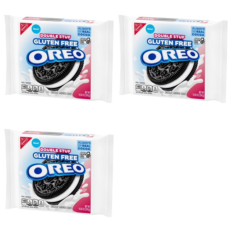 Oreo Double Stuf Gluten Free Chocolate Sandwich Cookies – Bulk Grocery Pack of 3 Resealable Bags – 1403 oz Per Bag – 42.09 oz Total – Sandwich Cookies with White Cream – Great Healthy Snacks for Kids 14.03 Ounce (Pack of 3)
