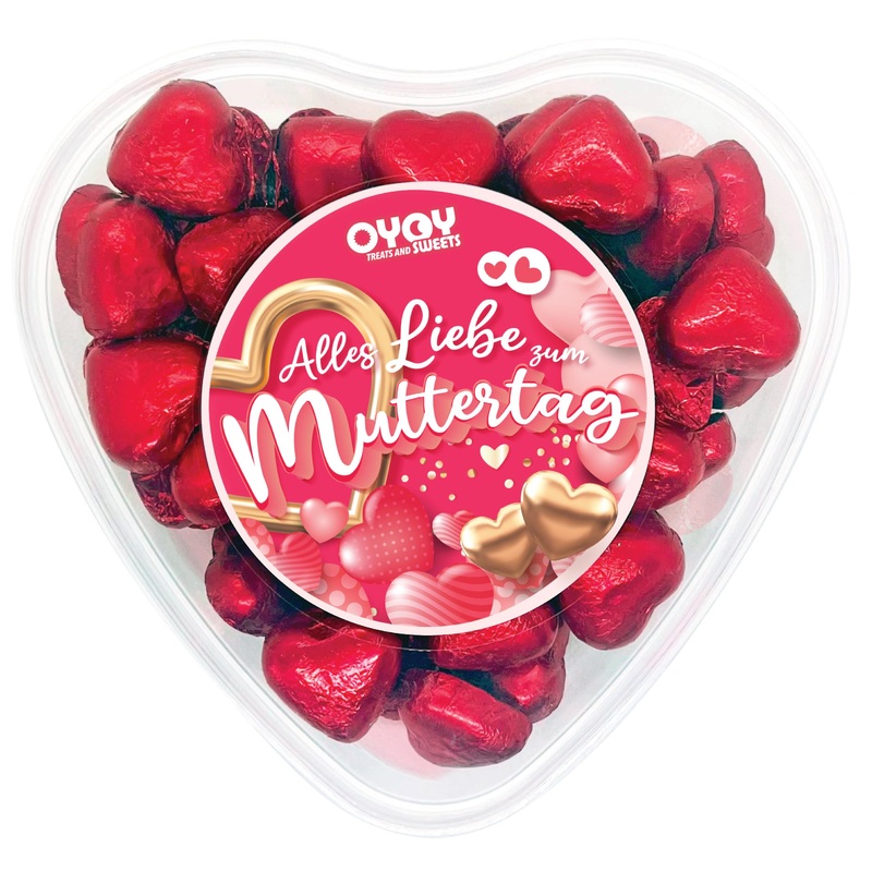 Oyoy Mother’s Day gift with 500g chocolate hearts made of milk chocolate I approx. 65 pieces i gift box in heart shape with all love for Mother’s Day!Lettering i mother’s day gifts for mom chocolate