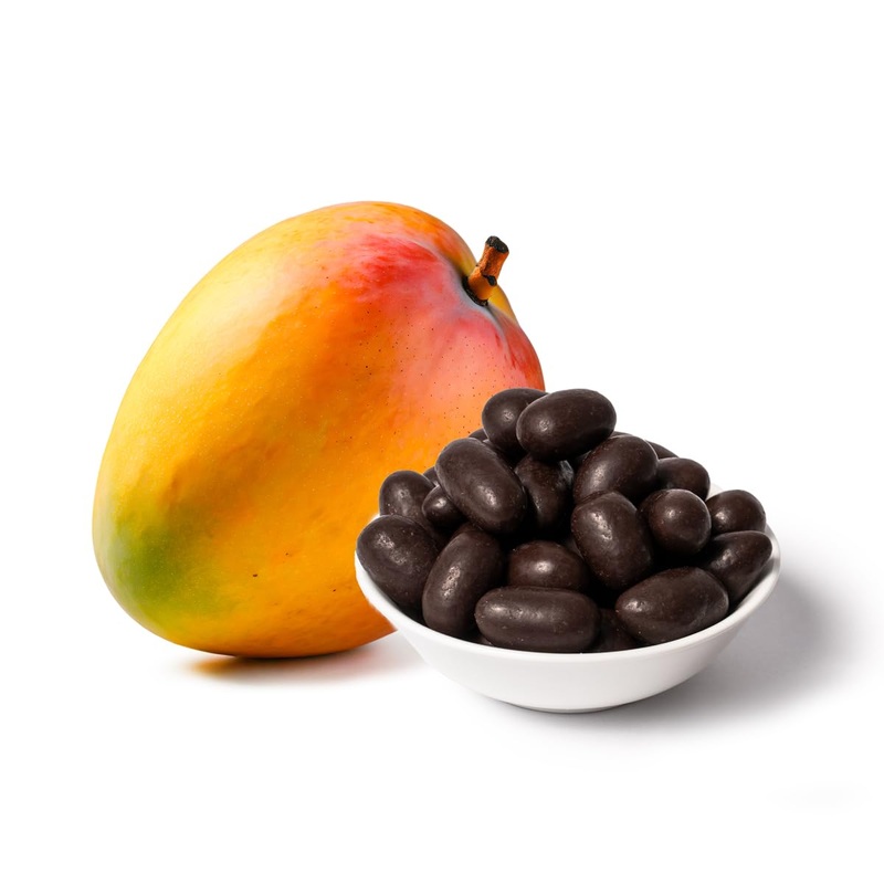 Pakka Bio Fairtrade chocolate mangos 450g eco & fair chocolate mango dragees directly manufactured and filled by the producer in Colombia vegan draged 450g mango chocolate 450g