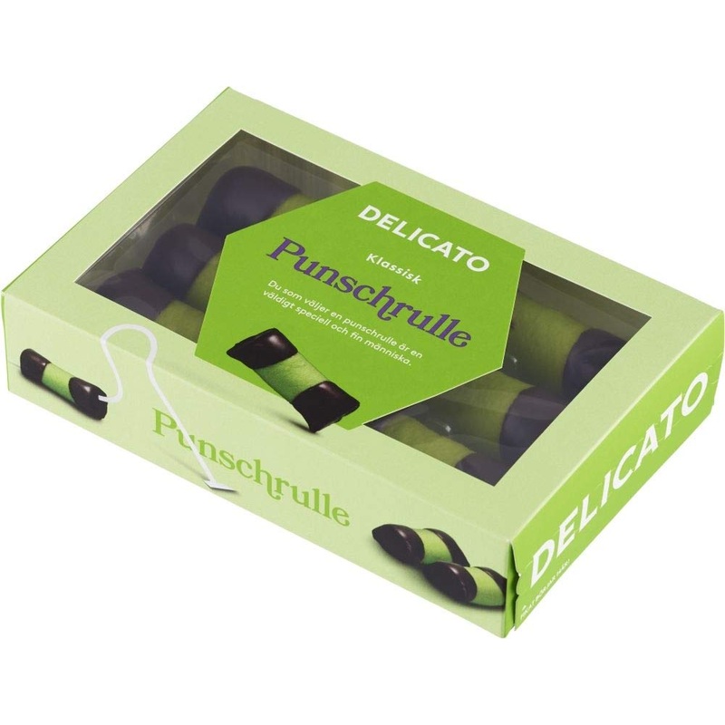 ScandiKitchen Delicato Punschrulle Swedish Chocolate Marzipan Pastry Treats Dipped in Chocolate 240g