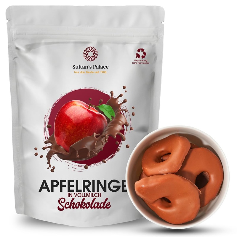 Sultan s palace apple rings in noble whole milk chocolate – 200g – chocolate fruits – Premium quality – gift idea – gift – soft melting chocolate 200.0 gram
