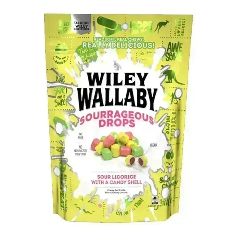 Wiley Wallaby Sourrageous Licorice Bites Peg Bags: 12-Piece Box