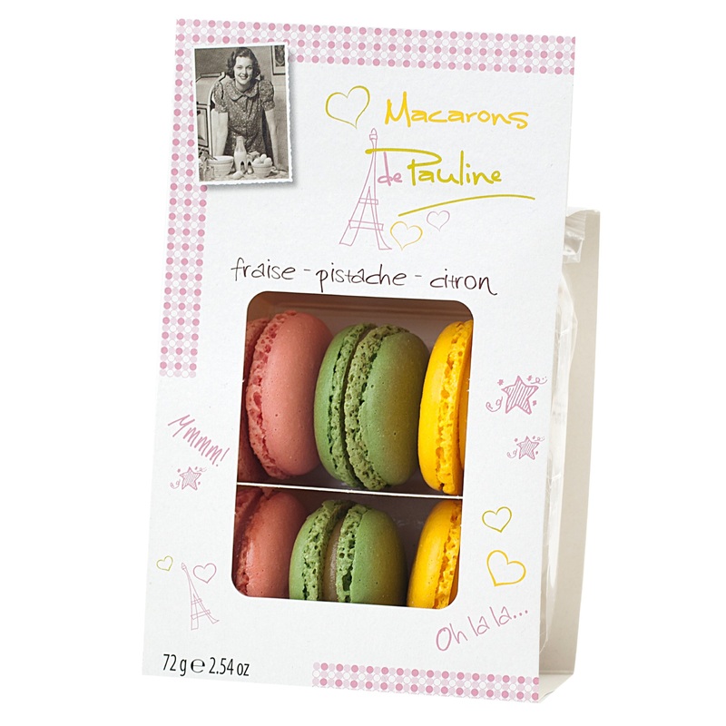 6 x Assorted Flavours Macarons de Pauline 72g (Strawberry Pistachio & Lemon)