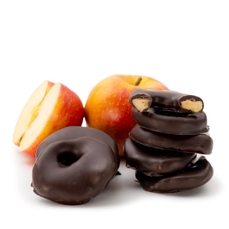 Apple rings in fine dark chocolate 500 g | chocolate-covered fruits | fine dark chocolate | chocolate apples