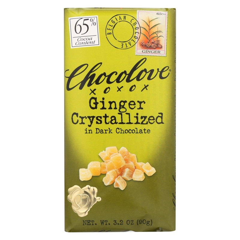 Chocolove Ginger Crystallized in Dark Chocolate 65% Cocoa 3.2 oz (90 g)