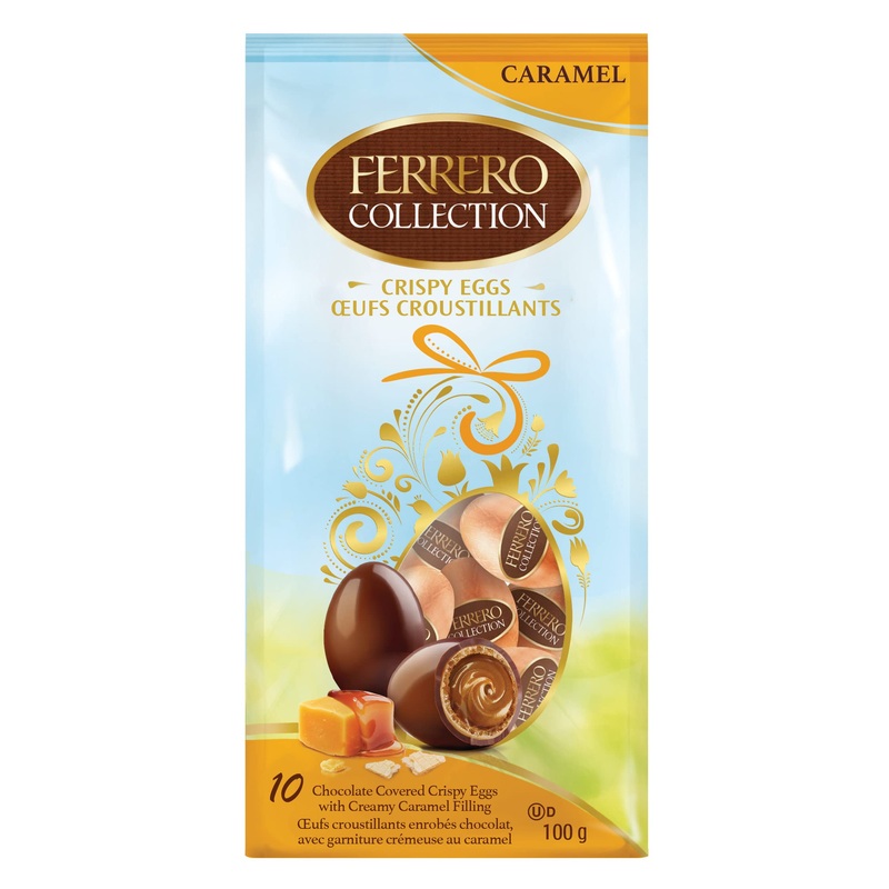 Ferrero Eggs Caramel Milk Chocolate Eggs Creamy Caramel Filling 10 Individually Wrapped Chocolates Easter Eggs Easter Chocolate 100 Grams