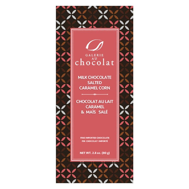 Galerie au Chocolat Milk Chocolate with Salted Carmael Corn Milk Chocolate Salted Caramel Corn 80 Grams