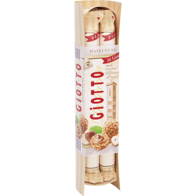 Giotto-hazelnut biscuit specialty according to the original Italian recipe-waffle shell milk-hazelnut-cream filling and coating made of hazelnut piece-4 bars of 38.7 g 38.7g (4 pack)