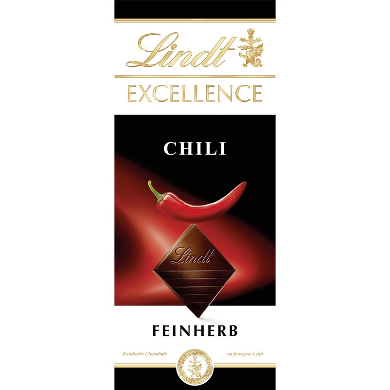 Lindt Excellence Chili – Feinherbe chocolate |100 g Tafel |Fine cooking chocolate with chili extract |Intensive cocoa taste |Dark chocolate |Chili version 2023