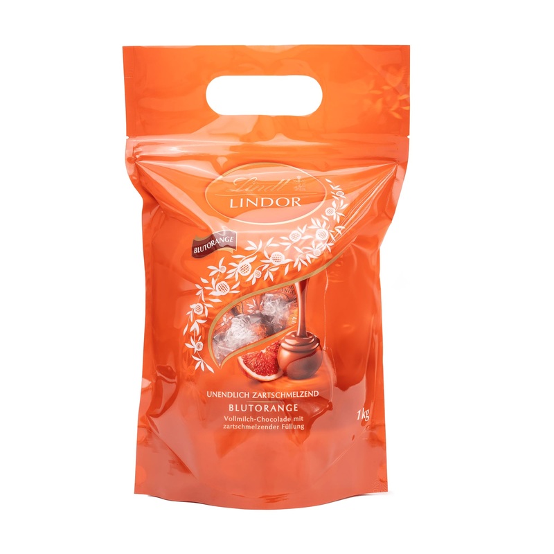 Lindt lindor chocolate balls blood orange |1 kg bag resealable |approx. 80 chocolate with a delicate melting filling |Large pack chocolate gift blood orange 1 kg
