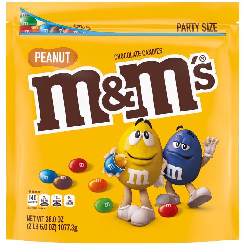 M&M’S Peanut Chocolate Candy, 38-Ounce Party Size Bag, Yellow