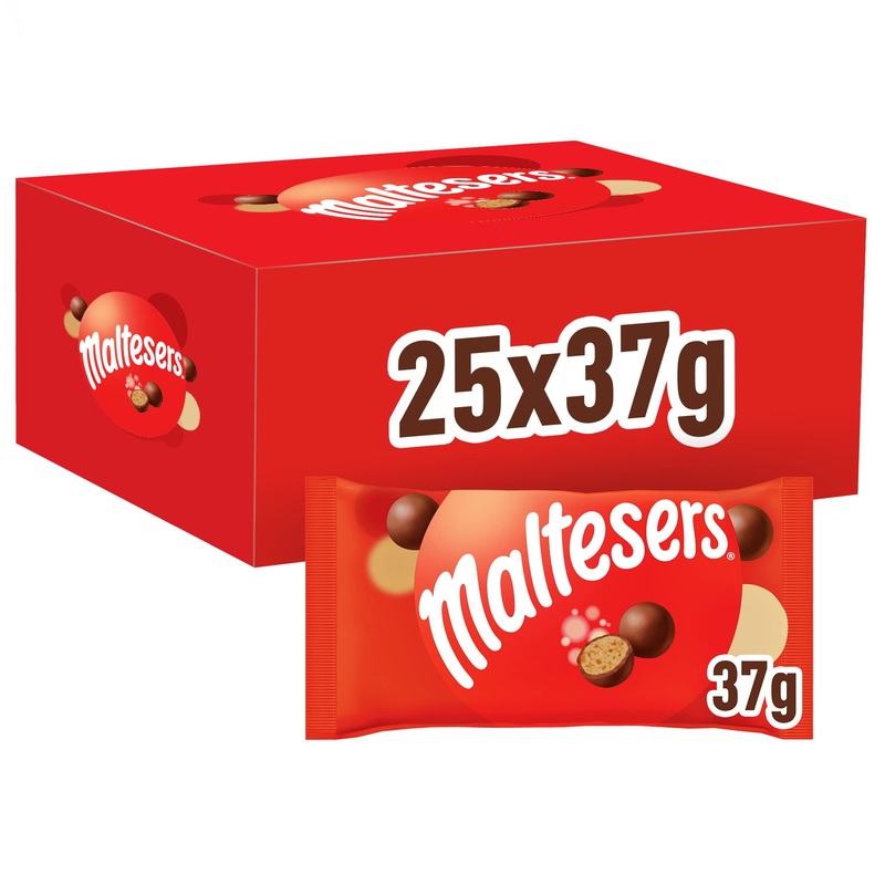 Maltesers Mini Bag Chocolate Balls with Airy Crunchy Core Chocolate Bulk Pack 25 Pack (25 x 37g) 37 g (25 Pack)