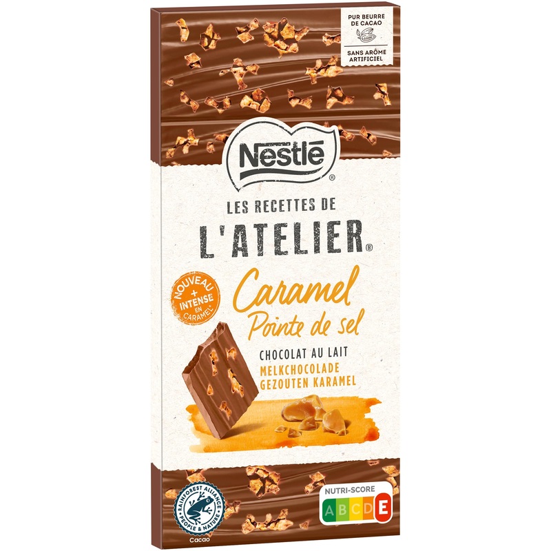 Nestl Les Recettes de L’Atelier – Milk Chocolate Bar with Caramel Chips and a Touch of Salt – 100g