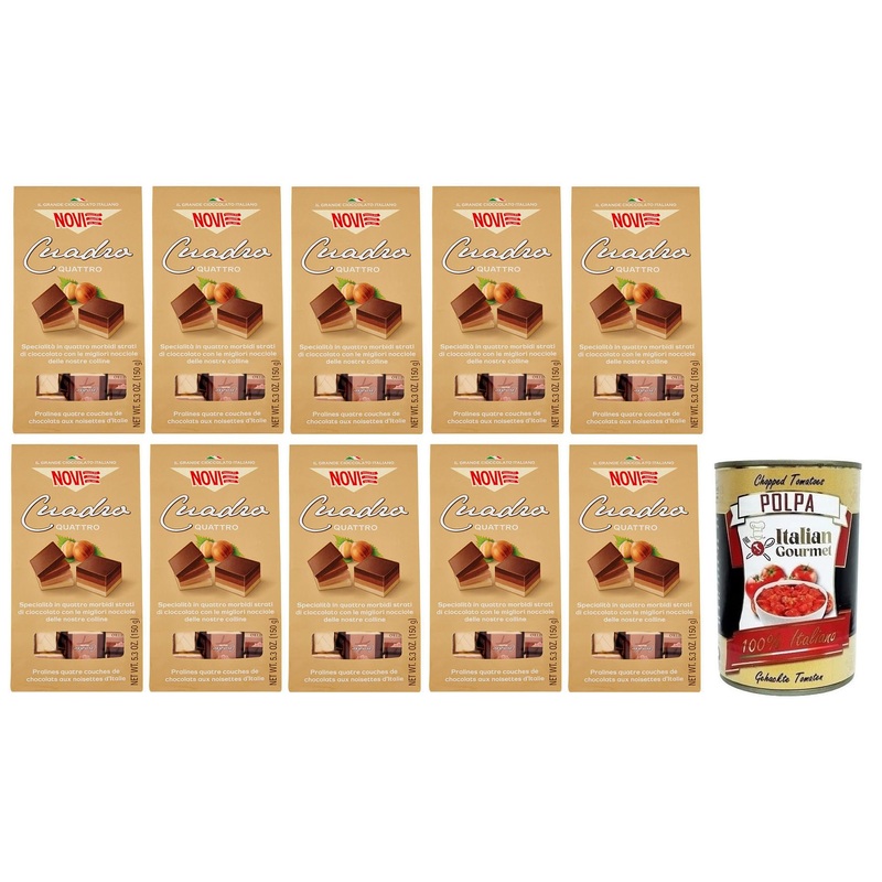 Novi Cuadro Quattro Lot of 10 sachets of 150 g of delicious chocolate with Italian noisettes 400 g