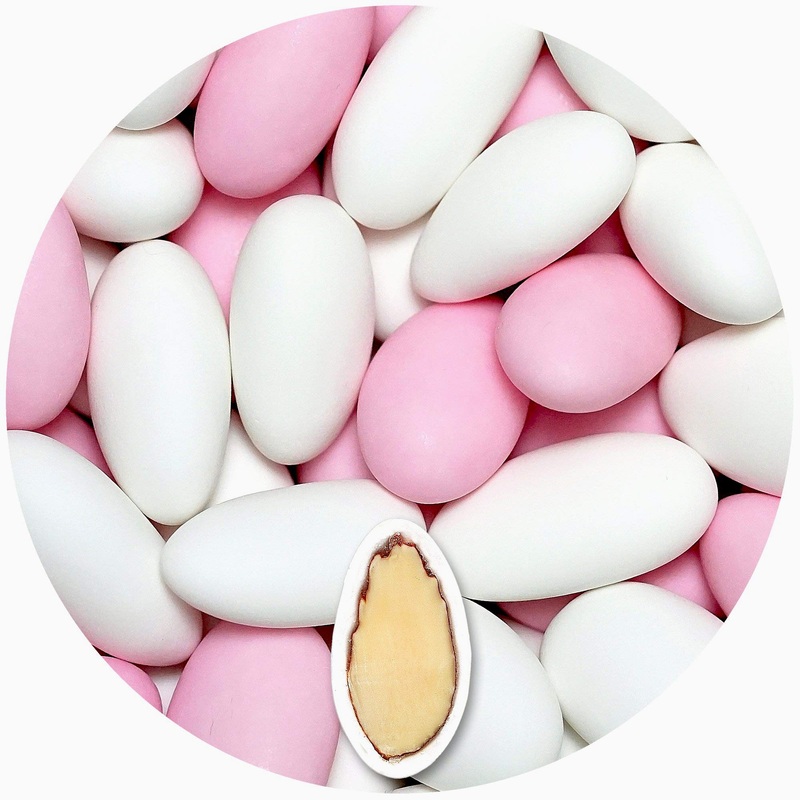 One -in 1 kg wedding almonds gracile mix white & pink matt wedding baptismal tonsils sugar almonds candy candy coufa confetti baptism confirmation