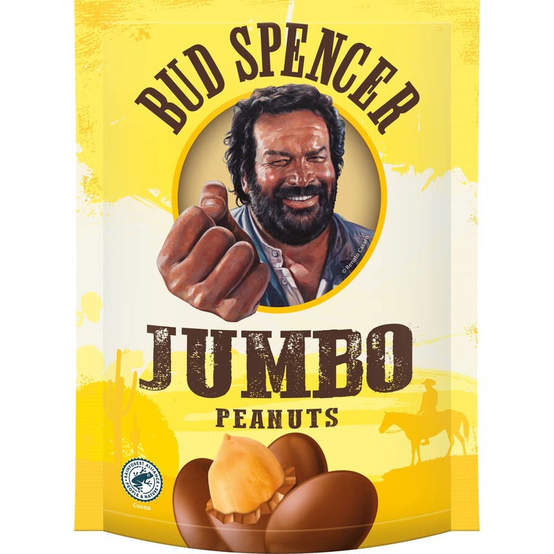 Piasten Bud Spencer Jumbo Peanuts 150g Crunchy peanuts covered in delicate milk chocolate (1 x 150g)