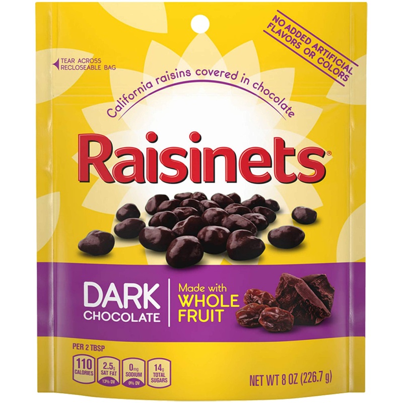 RaisinetsDark Chocolate Covered CaliFornia RaisinsMovie Theater Reclosable BagGreat For Halloween Candy8 Oz8 Pack Dark Chocolate 8 Ounce (Pack of 8)