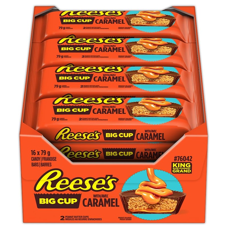 REESE’S Big Cup with Caramel Box Set Holiday Candy Reese’s Candy Chocolate Candy Candy for Kids Bulk Bag 79g (Pack of 16)