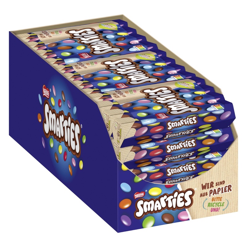 Smarties Nestl Smarties Multipack small roll colorful chocolate lenses ideal for children’s birthdays colors from nature hexagon roll 12x4x34g)