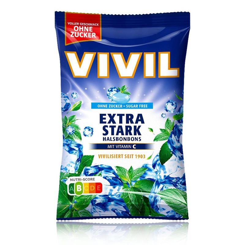 VIVIL Extra Strong with Vitamin C 1 bag throat lozenges with peppermint flavour sugar free & vegan 1 x 120g Extra Strong 1 bag