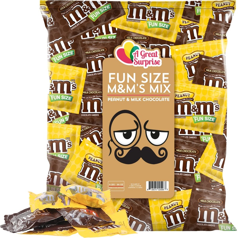 A Great Surprise Peanut and Milk Chocolate M&M’S – 4 POUNDS – Chocolate Fun Size – Bulk Fun Size Chocolate