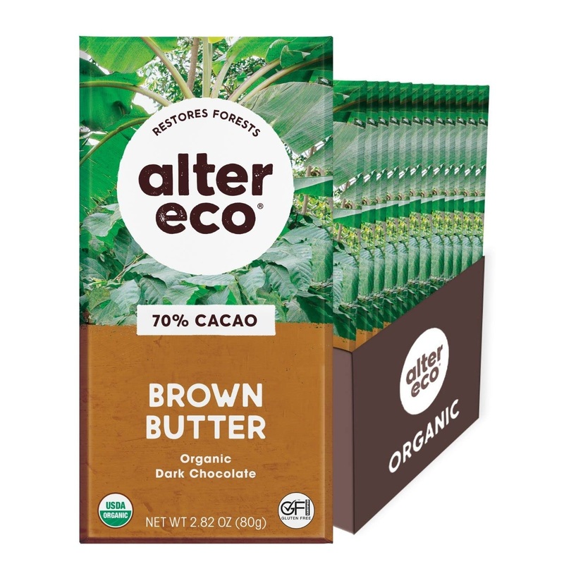 Alter Eco Organic Chocolate Bar Deep Dark Salted Brown Butter 70% Cocoa 2.82 oz (80 g)