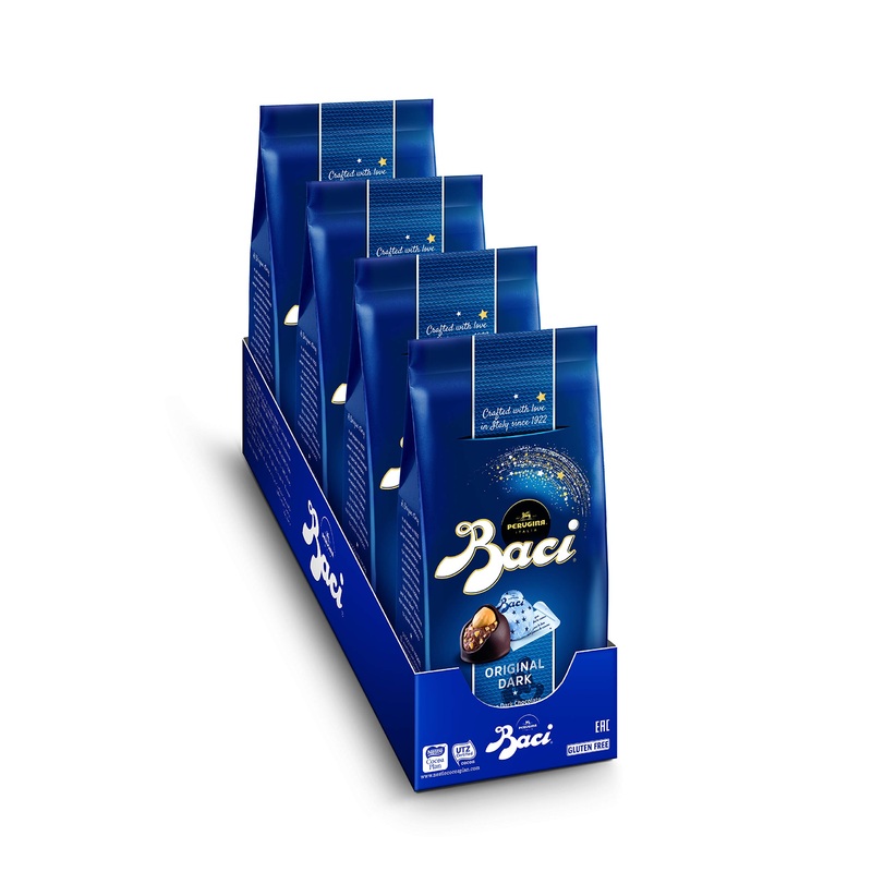 Baci Original Dark | Fine Dark Chocolate Truffle with Hazelnuts | 4.4oz each Bag – Pack of 4