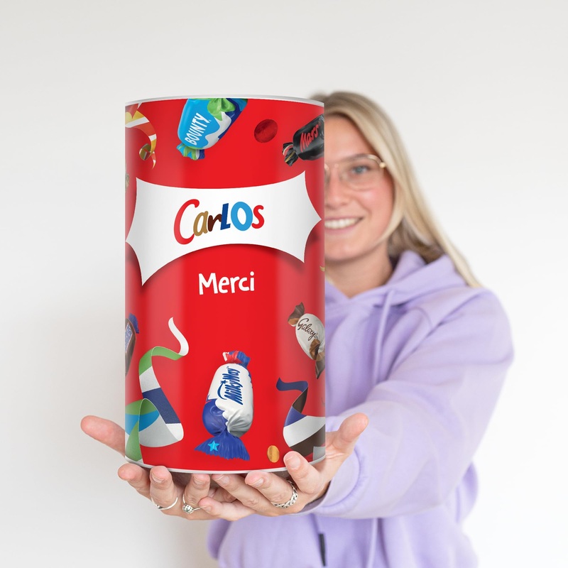 Celebrations Personalized Tube – Personalized Celebrations Box with Name and Text consisting of an assortment of 155 Delicious Chocolates (Celebrations tube)
