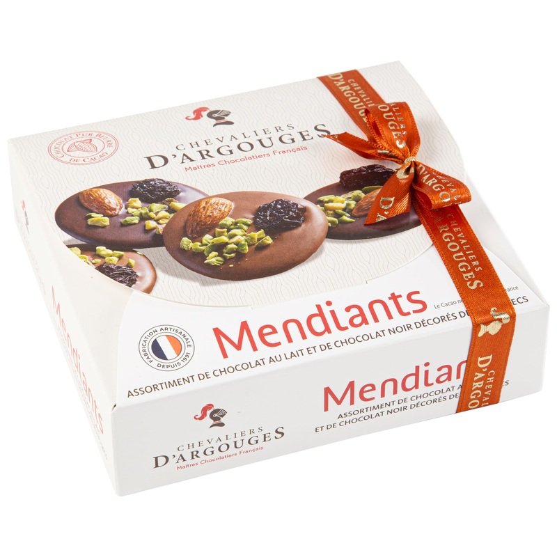 CHEVALIERS D’ARGOUGES French Master Chocolatiers – Beggars assortment set with dried fruits dark chocolate 70% and milk 33