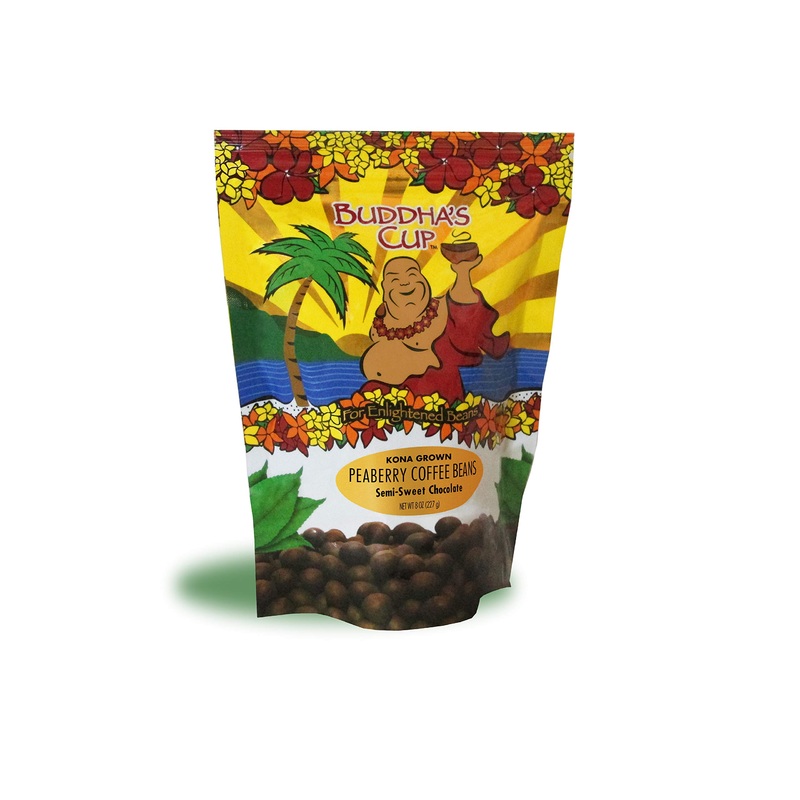 Chocolate Covered Coffee Beans by Buddha’s Cup Semi-Sweet Chocolate Covered Peaberry Coffee Beans – 100% Kona Coffee – 8oz bag 8 Ounce (Pack of 1)