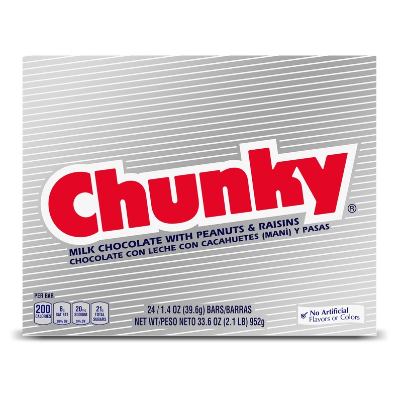 ChunkyMilk Chocolate with Peanuts and RaisinsIndividually Wrapped Candy BarsGreat for Halloween Candy1.4 oz eachBulk 24 Pack 1.4oz (Pack of 24)