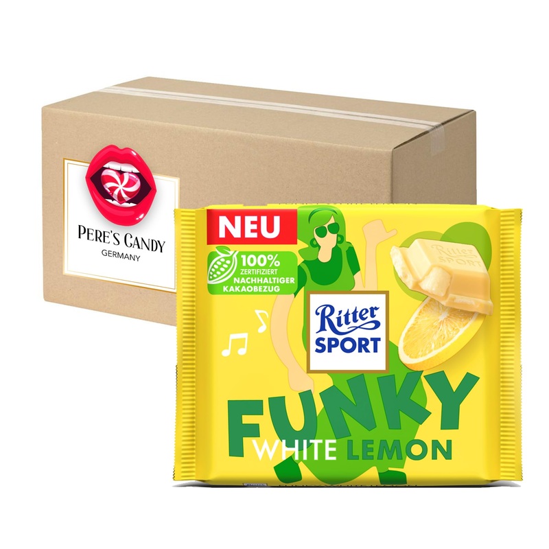 Knight Sport Funky White Lemon filled white chocolate with lemon cream 5 Pack (5x100g) with gift from Pere’s Candy White Lemon 5 Pack