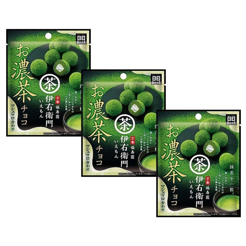 Kyoto Fukujuen Iyemon Marshmallows wrapped in matcha-flavored chocolate x3 Montoile With MAIKO sticker Pio big bazar
