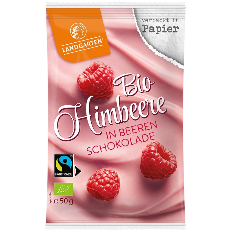 Landgarten | Organic raspberry in berry chocolate | 1 pack (50 g)