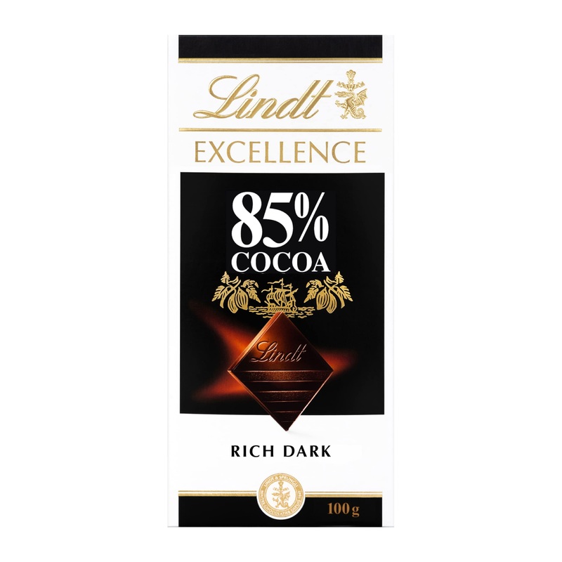 Lindt Excellence 85 % cocoa – noble bitter chocolate |100 g Tafel |Extra strong bitter chocolate |Intensive cocoa taste |Dark chocolate |Vegan chocolate |Chocolate gift 85%