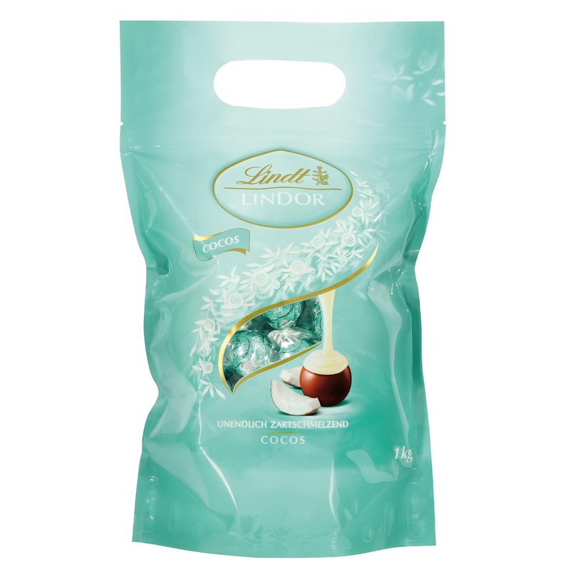 Lindt Lindor chocolate cocos |1 kg bag resealable |approx. 80 balls milk chocolate with coconut cream filling |Large pack chocolate gift chocolate gift Cocos 1 kg